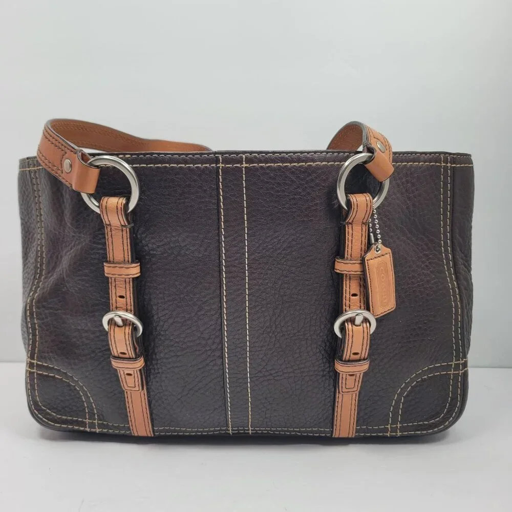 Coach Chelsea Women's Brown Pebbled Leather 2 Handles Tote Bag - Picture 1 of 11